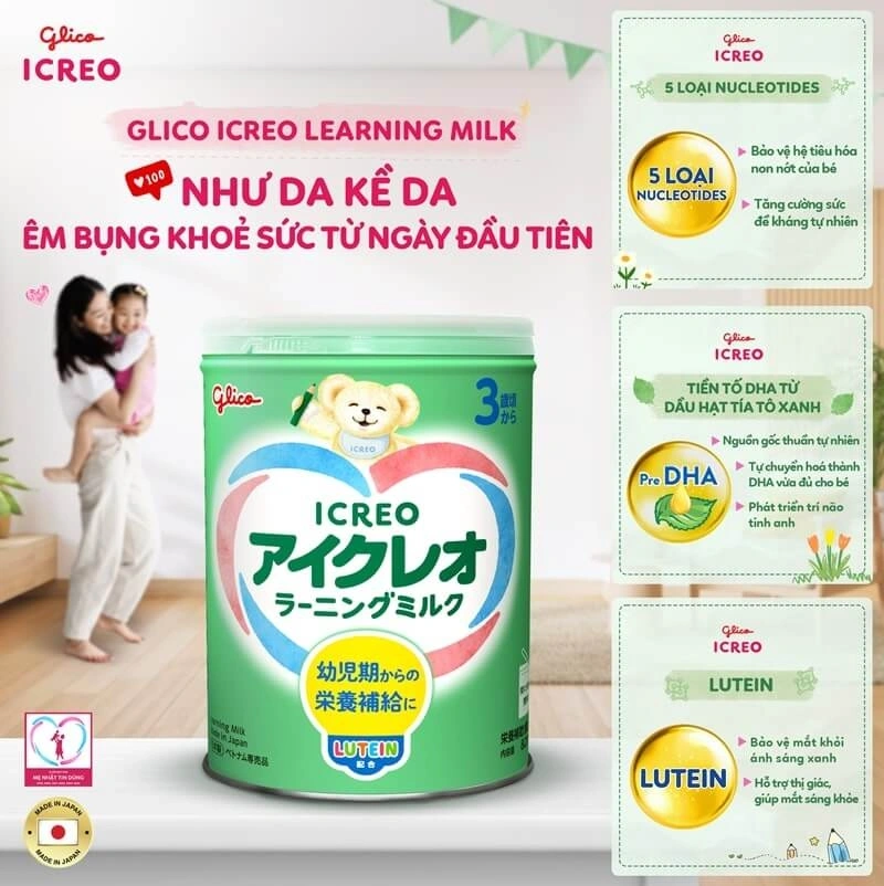 Bé bị táo bón nên bổ sung sữa Glico ICREO
