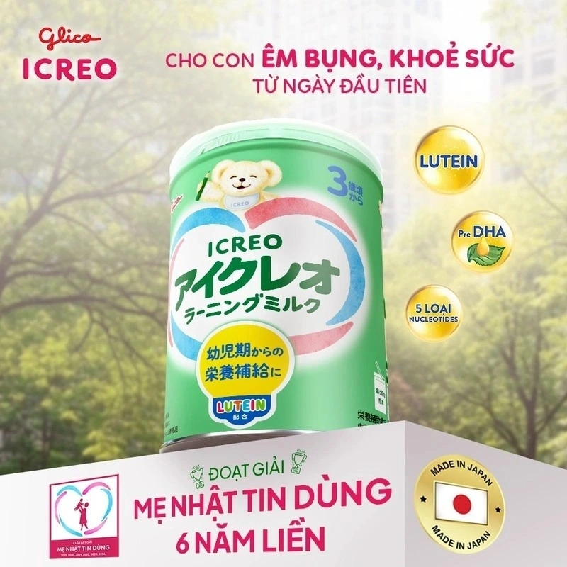 ICREO Learning Milk với nguồn dinh dưỡng cân bằng cho con êm bụng, khỏe sức.